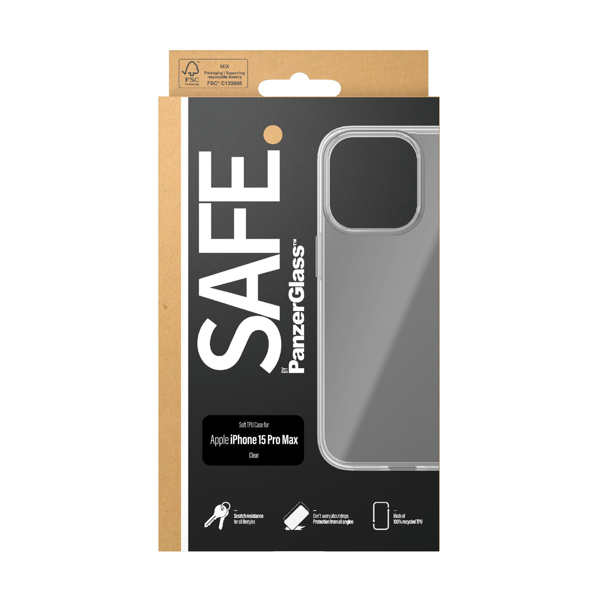 PanzerGlass SAFE. mobile phone case for iPhone 15 Pro Max in Transparent