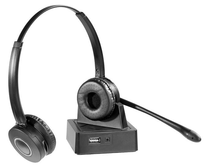 eSTUFF G4555 Headset Wireless Head-band Office/Call center Bluetooth Charging stand Black