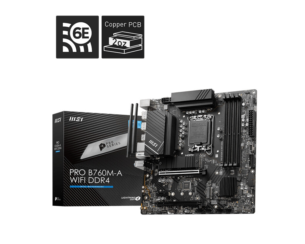 MSI PRO B760M-A WIFI DDR4 micro ATX motherboard - Intel B760 LGA 1700