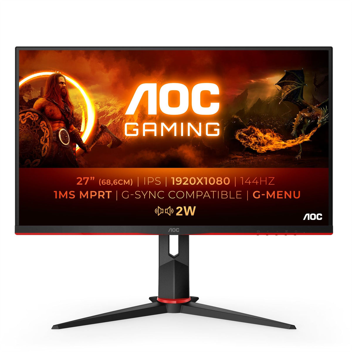 AOC G2 27G2AE/BK LED display 68.6 cm (27&quot;) 1920 x 1080 pixels Full HD Black, Red Monitor