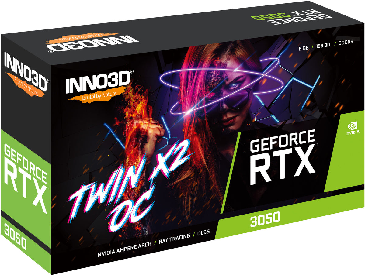 Inno3D TWIN X2 OC - NVIDIA 8 GB GDDR6 GeForce RTX 3050 graphics card
