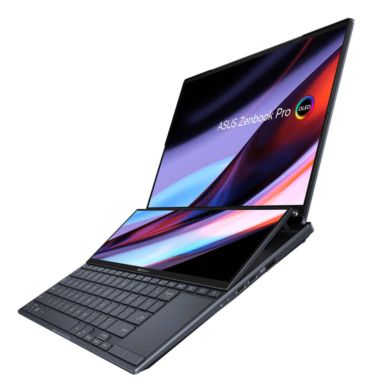 ASUS Zenbook Pro 14 Duo OLED Laptop - 36.8 cm (14.5&quot;) - Touchscreen - Intel® Core™ i9-12900H - 32 GB LPDDR5-SDRAM - 1 TB SSD - NVIDIA GeForce RTX 3050 Ti - Wi-Fi 6E - Windows 11 Home - Black