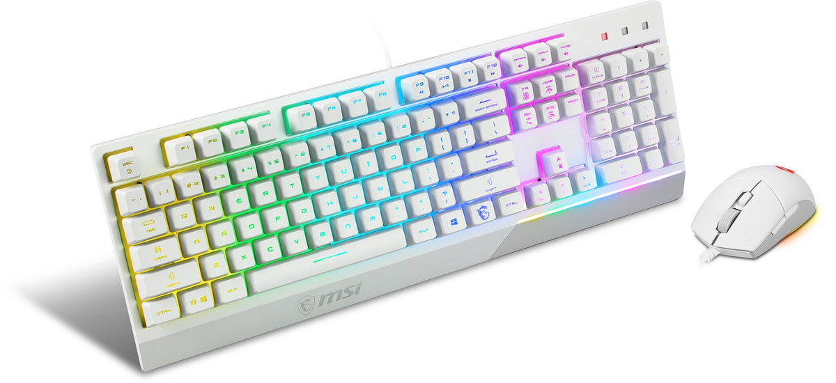 MSI VIGOR GK30 GAMING COMBO - RGB Mechanical Gaming Keyboard + Clutch GM11 Gaming Mouse in White - 5,000 DPI