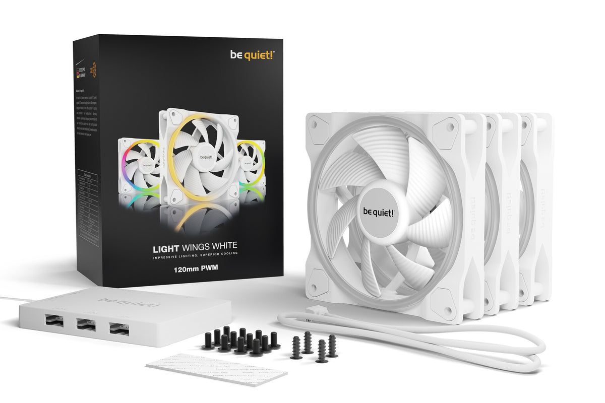 be quiet! Light Wings White -  PWM Computer Case Fan in White - 120mm (Pack of 3)