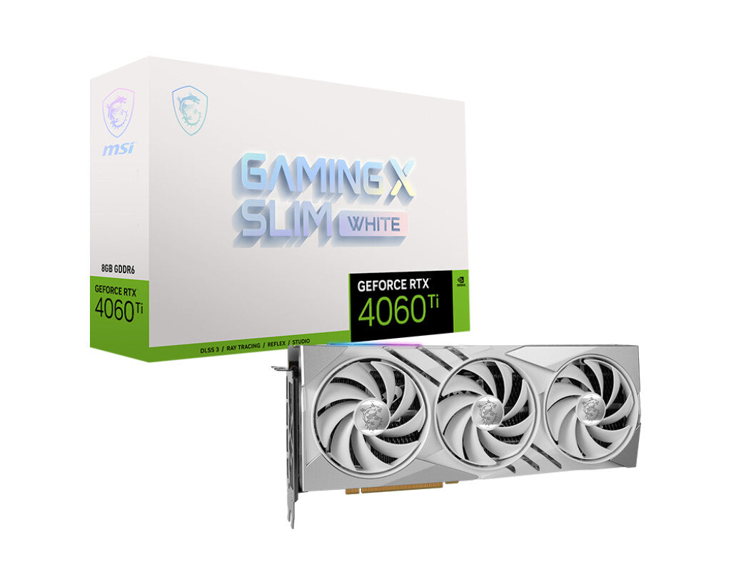 MSI GAMING X SLIM WHITE 8G - NVIDIA 8 GB GDDR6 GeForce RTX 4060 Ti graphics card