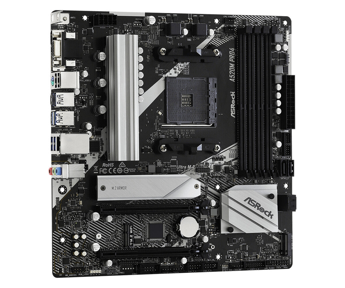 Asrock A520M Pro4 micro ATX motherboard - AMD A520 Socket AM4