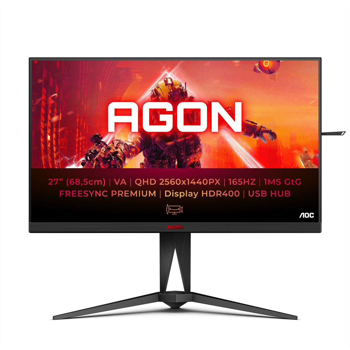 AOC AGON AG275QXN/EU LED display 68.6 cm (27&quot;) 2560 x 1440 pixels Quad HD Black, Red Monitor