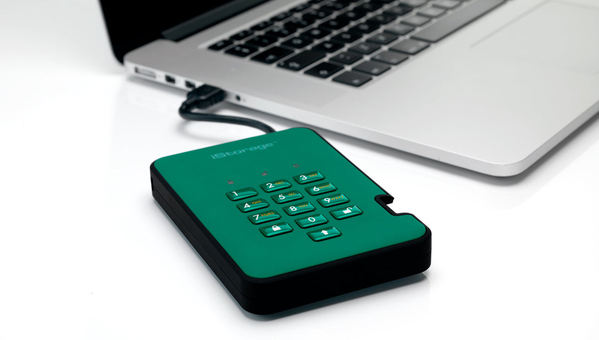 iStorage diskAshur2 - Secure Encrypted External hard drive in Green - 2 TB