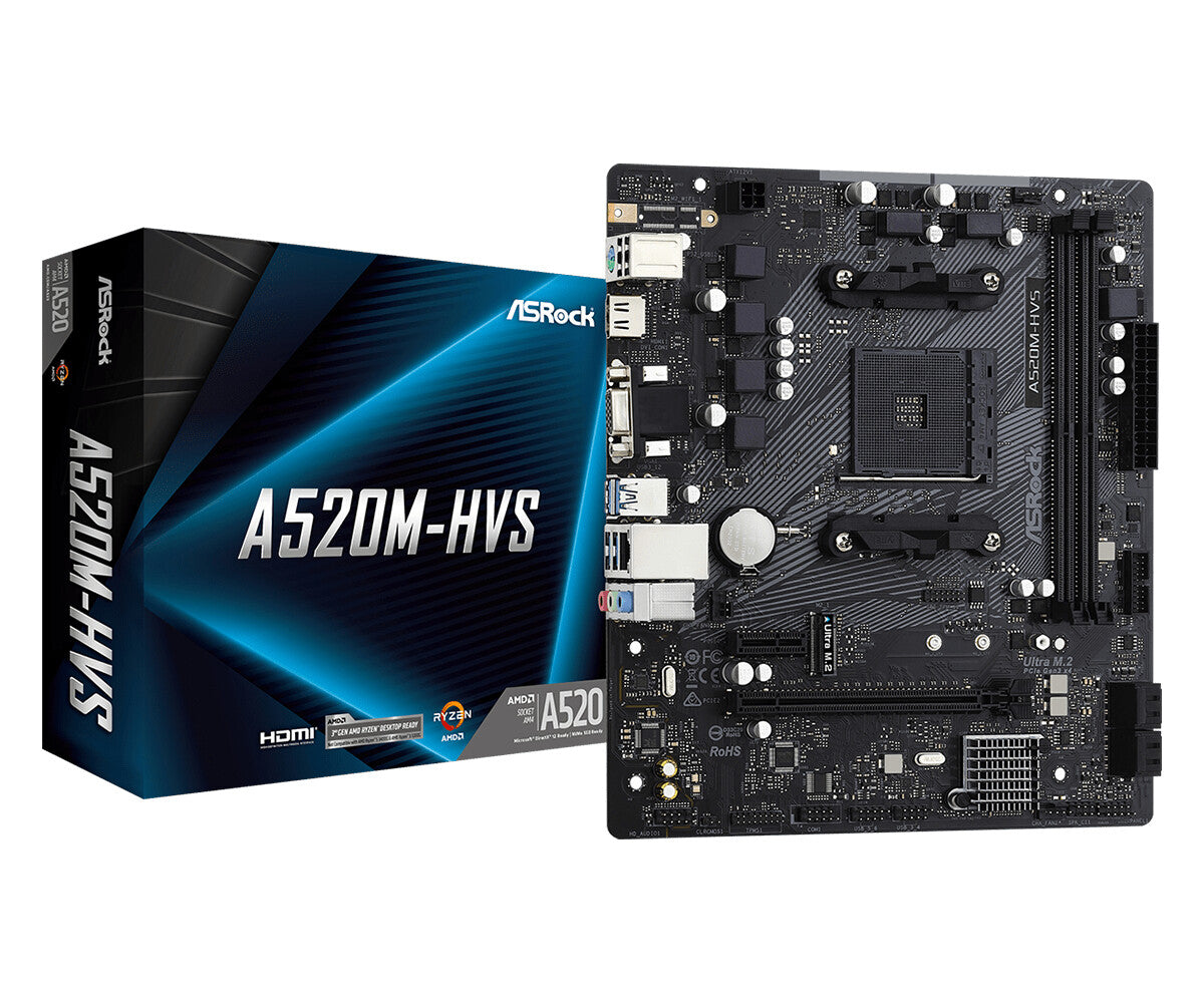 Asrock A520M-HVS micro ATX motherboard - AMD A520 Socket AM4