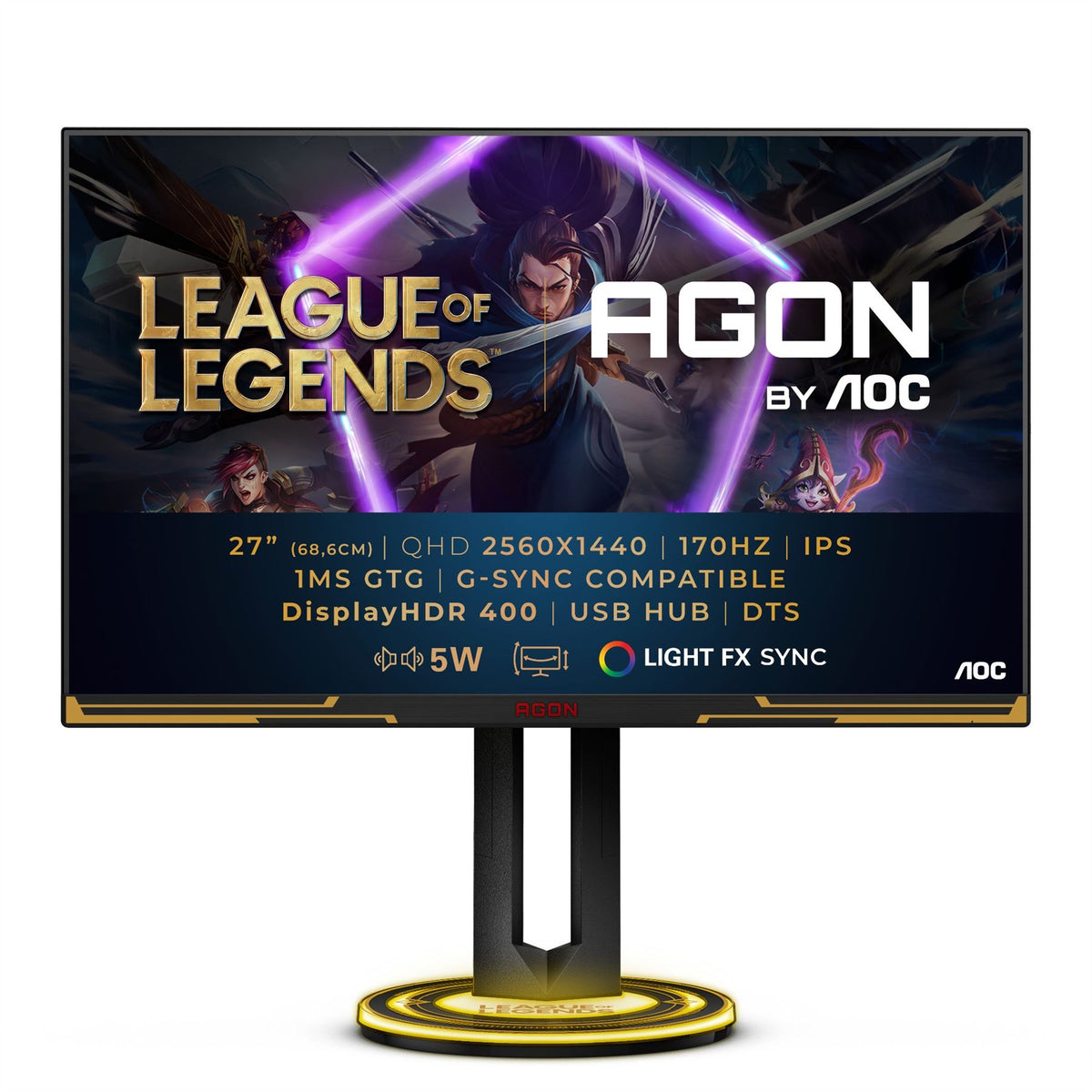 AOC AGON AG275QXL LED display 68.6 cm (27&quot;) 2560 x 1440 pixels Quad HD Black, Gold Monitor