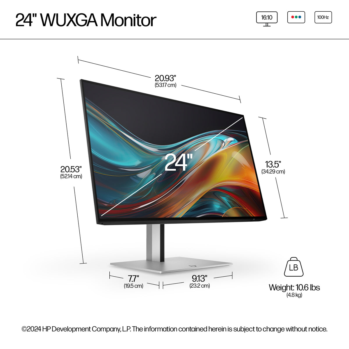 HP Series 7 Pro 724PN - 61 cm (24&quot;) - 1920 x 1200 pixels WUXGA LCD Monitor