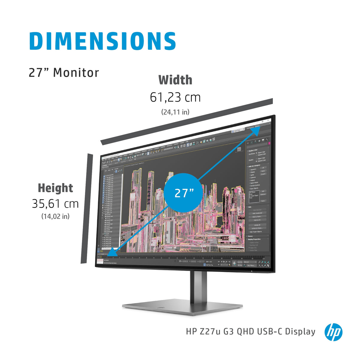 HP Z27U G3 - 68.6 cm (27&quot;) - 2560 x 1440 pixels 2K Ultra HD LED Monitor