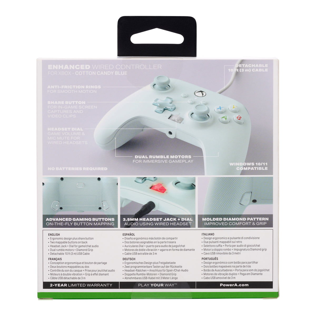 PowerA Enhanced - Wired Controller for Xbox Series X|S in Cotton Candy Blue