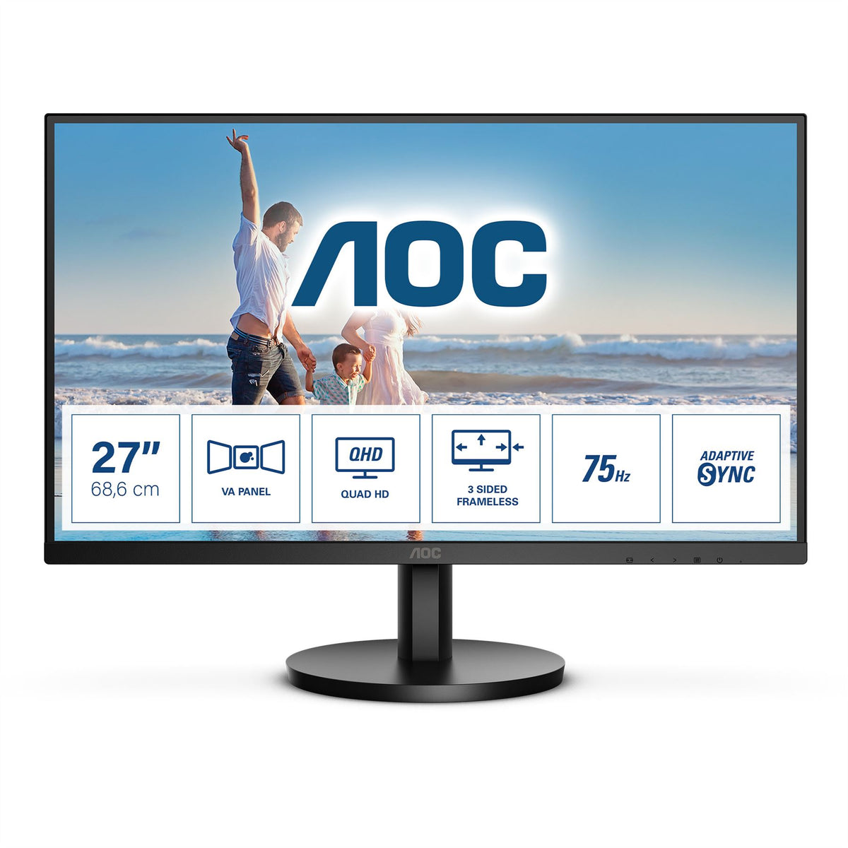 AOC Q27B3MA LED display 68.6 cm (27&quot;) 2560 x 1440 pixels Quad HD Black Monitor