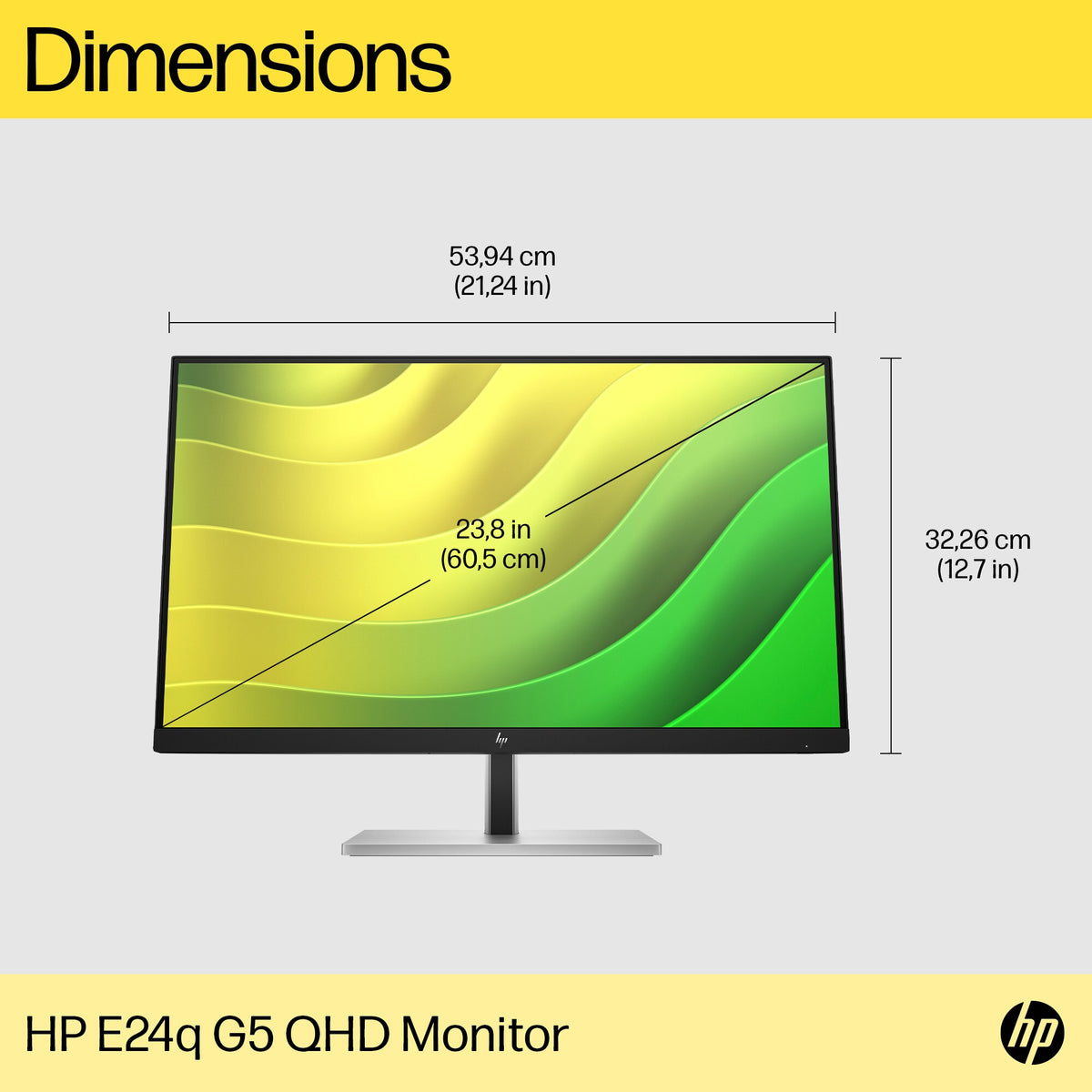 HP E24Q G5 - 60.5 cm (23.8&quot;) - 2560 x 1440 pixels QHD Monitor