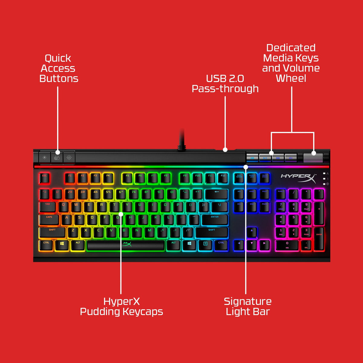 HyperX Alloy Elite 2 - Wired USB Mechanical Red Switch Gaming Keyboard (UK QWERTY)