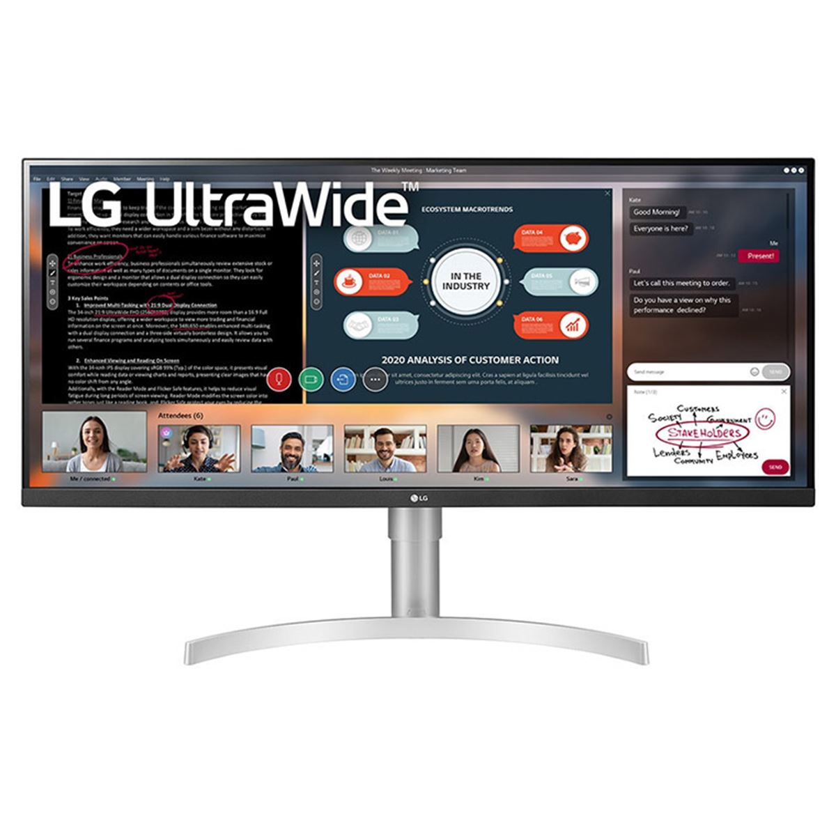 LG 34WN650-W LED display 86.4 cm (34&quot;) 2560 x 1080 pixels UltraWide Full HD White Monitor