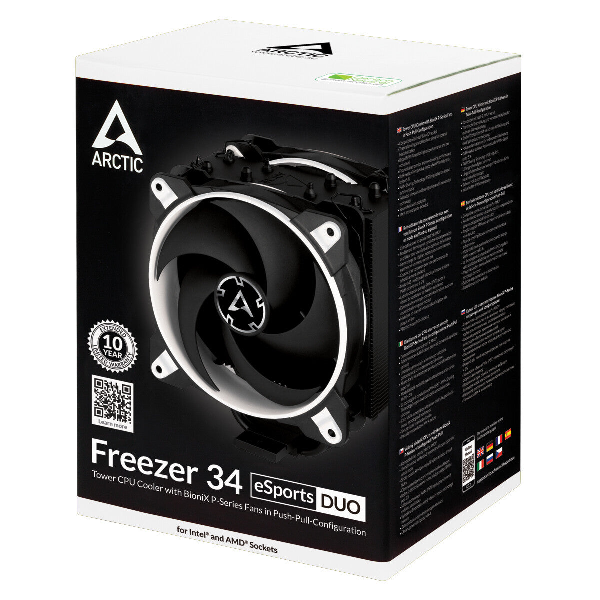 ARCTIC Freezer 34 eSports DUO (Weiß) – Air Processor Cooler in Black / White - 120mm