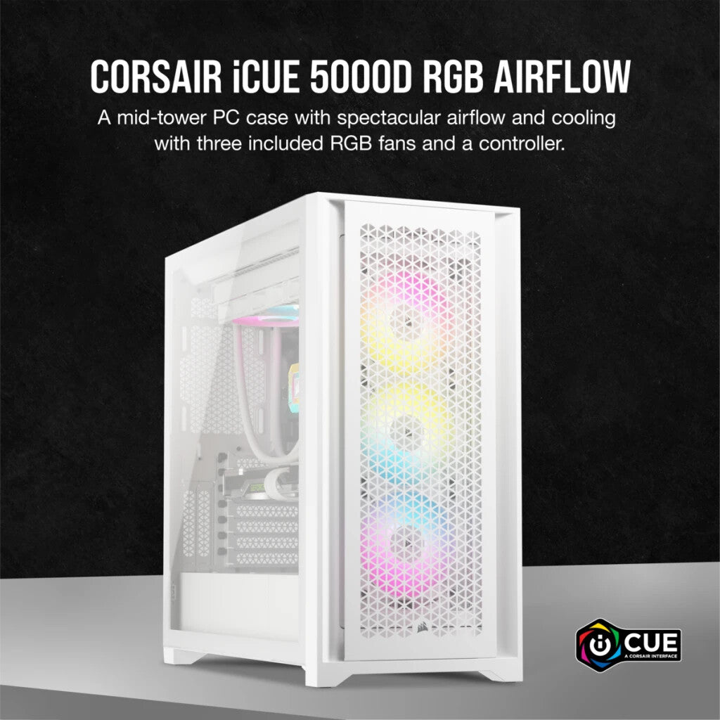Corsair iCUE 5000D RGB AIRFLOW - ATX Mid Tower Case in White