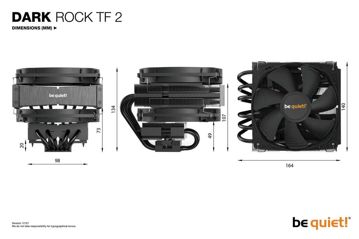 be quiet! Dark Rock TF 2 - Air Processor Cooler in Black - 135mm