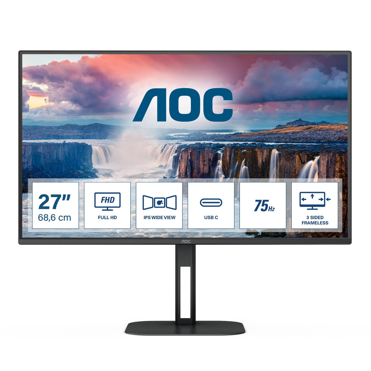 AOC V5 27V5CE 68.6 cm (27&quot;) 1920 x 1080 pixels Full HD LED Black Monitor