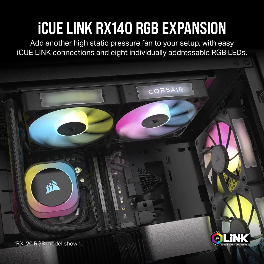 Corsair iCUE LINK RX140 RGB - PWM Computer Case Fan in Black - 140mm