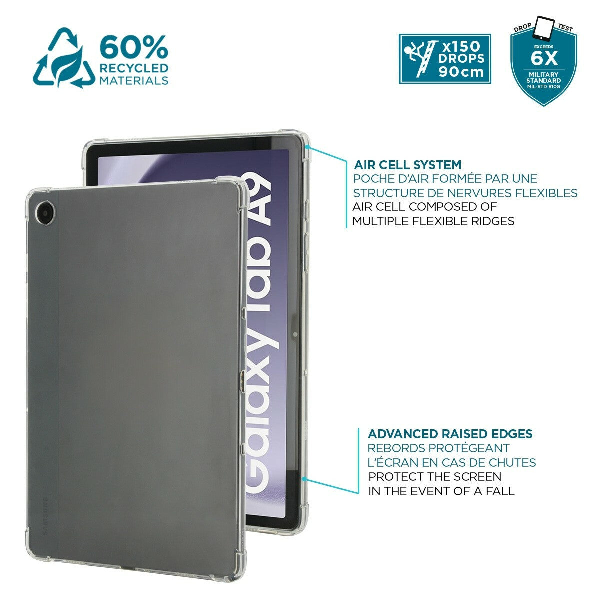 Mobilis Protective Case for Galaxy Tab A9 in Transparent