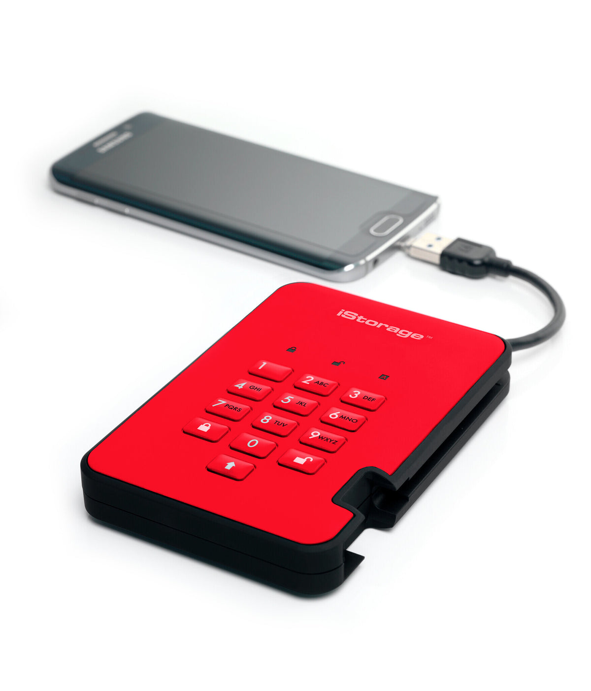 iStorage diskAshur2 - Secure Encrypted External hard drive in Red - 1 TB