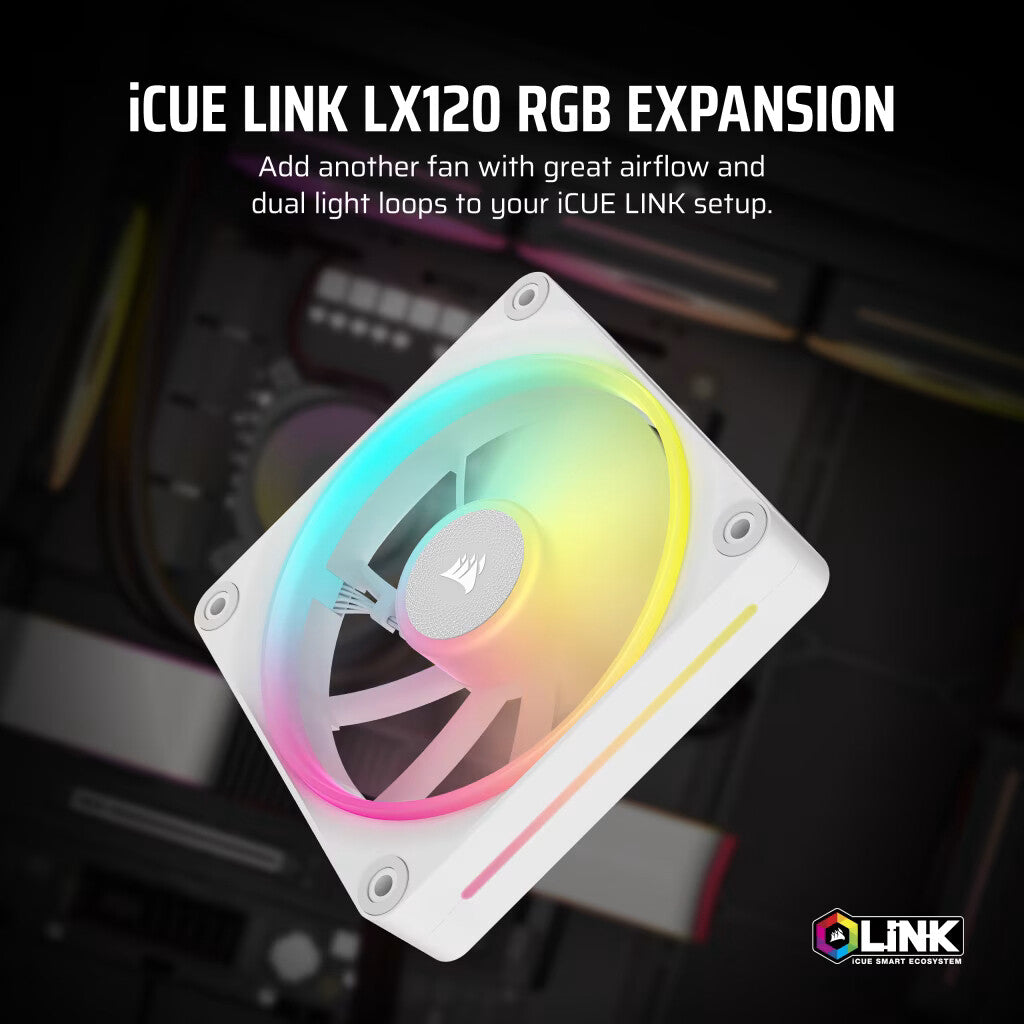 Corsair iCUE LINK LX120 RGB - Computer Case Fan in White - 120mm