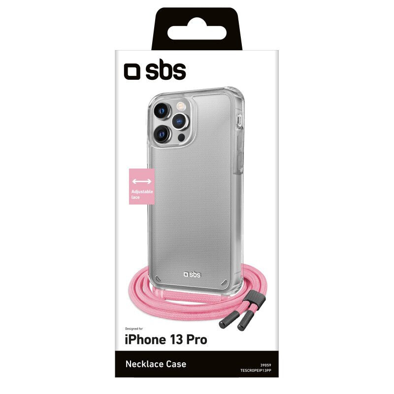 SBS Necklace mobile phone case for iPhone 13 Pro in Pink / Transparent