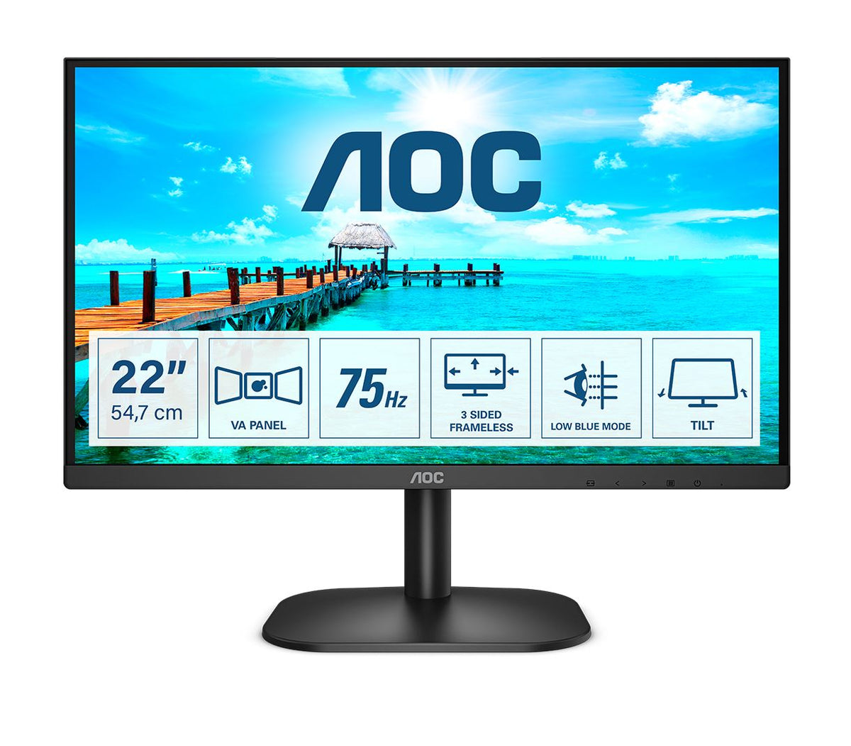 AOC B2 22B2DA LED display 54.6 cm (21.5&quot;) 1920 x 1080 pixels Full HD Black Monitor