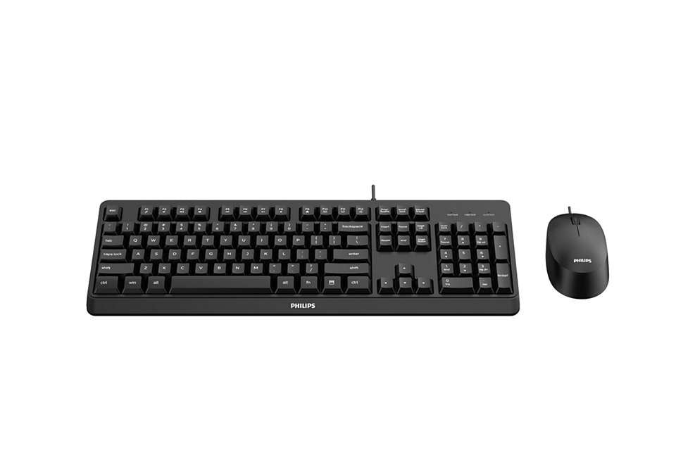 Philips 2000 series SPT6207BL/40 keyboard Mouse included USB QWERTY English Black