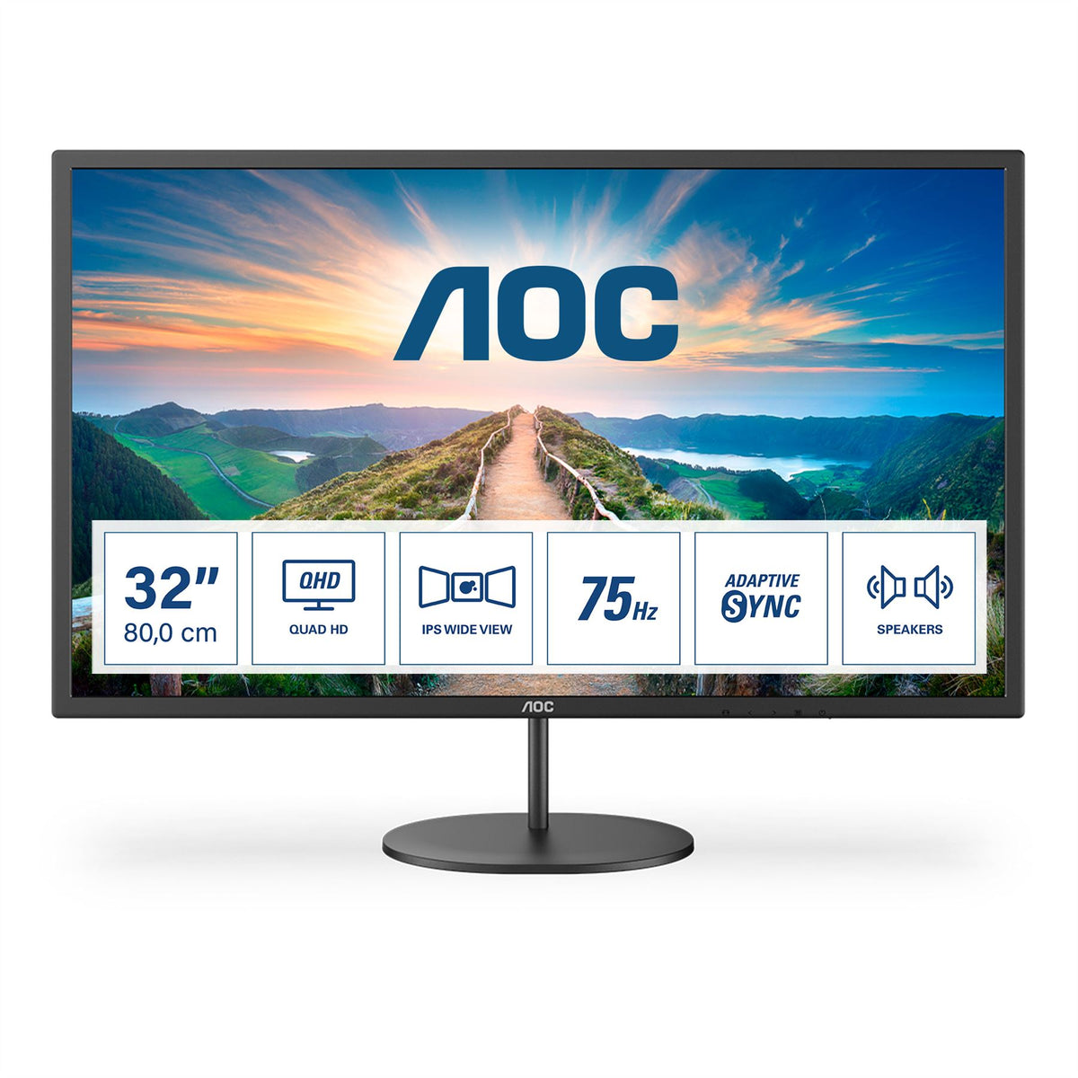 AOC V4 Q32V4 Computer Monitor 80 cm (31.5&quot;) 2560 x 1440 pixels 2K Ultra HD LED Black