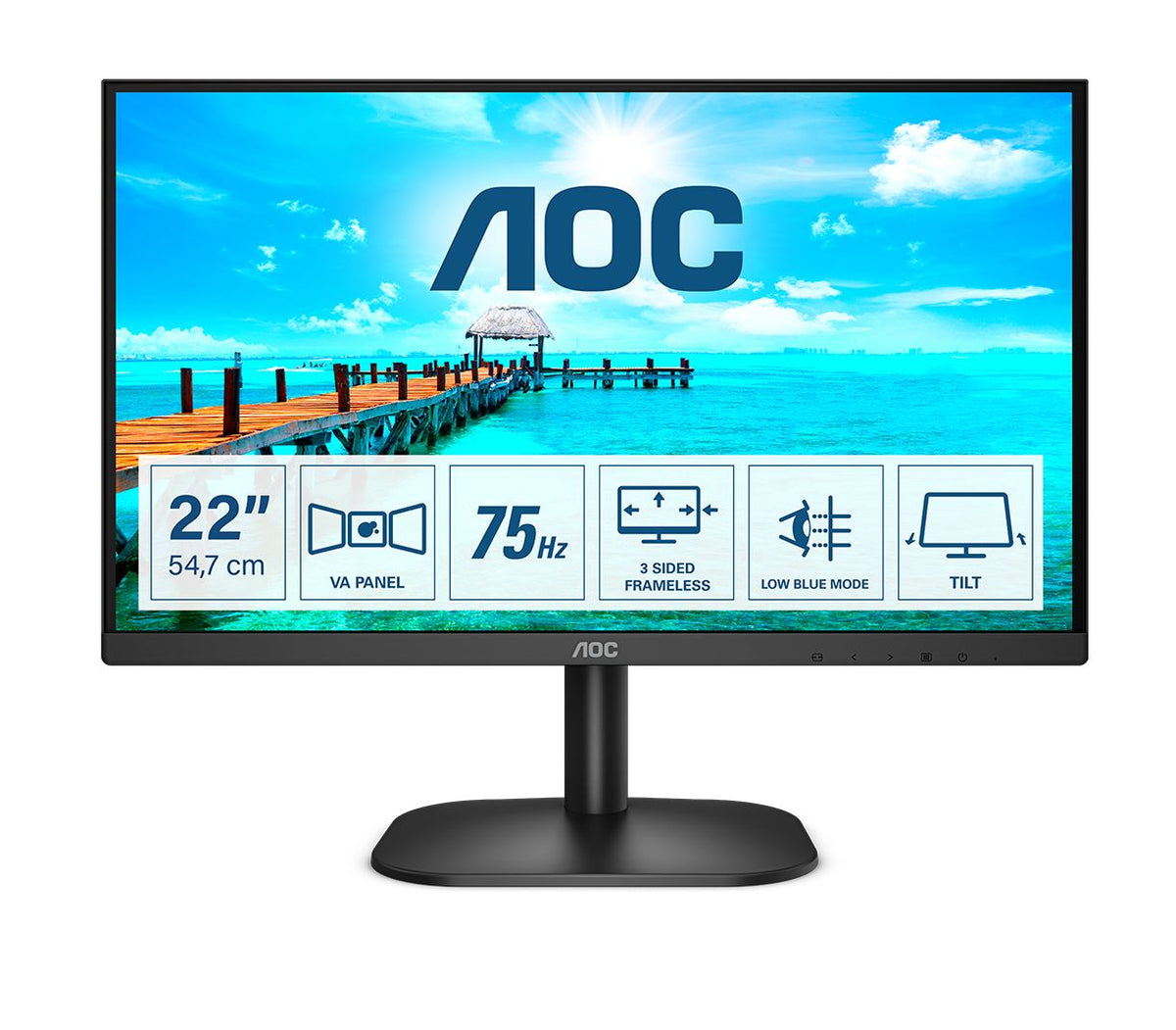 AOC B2 22B2H/EU LED display 54.6 cm (21.5&quot;) 1920 x 1080 pixels Full HD Black Monitor