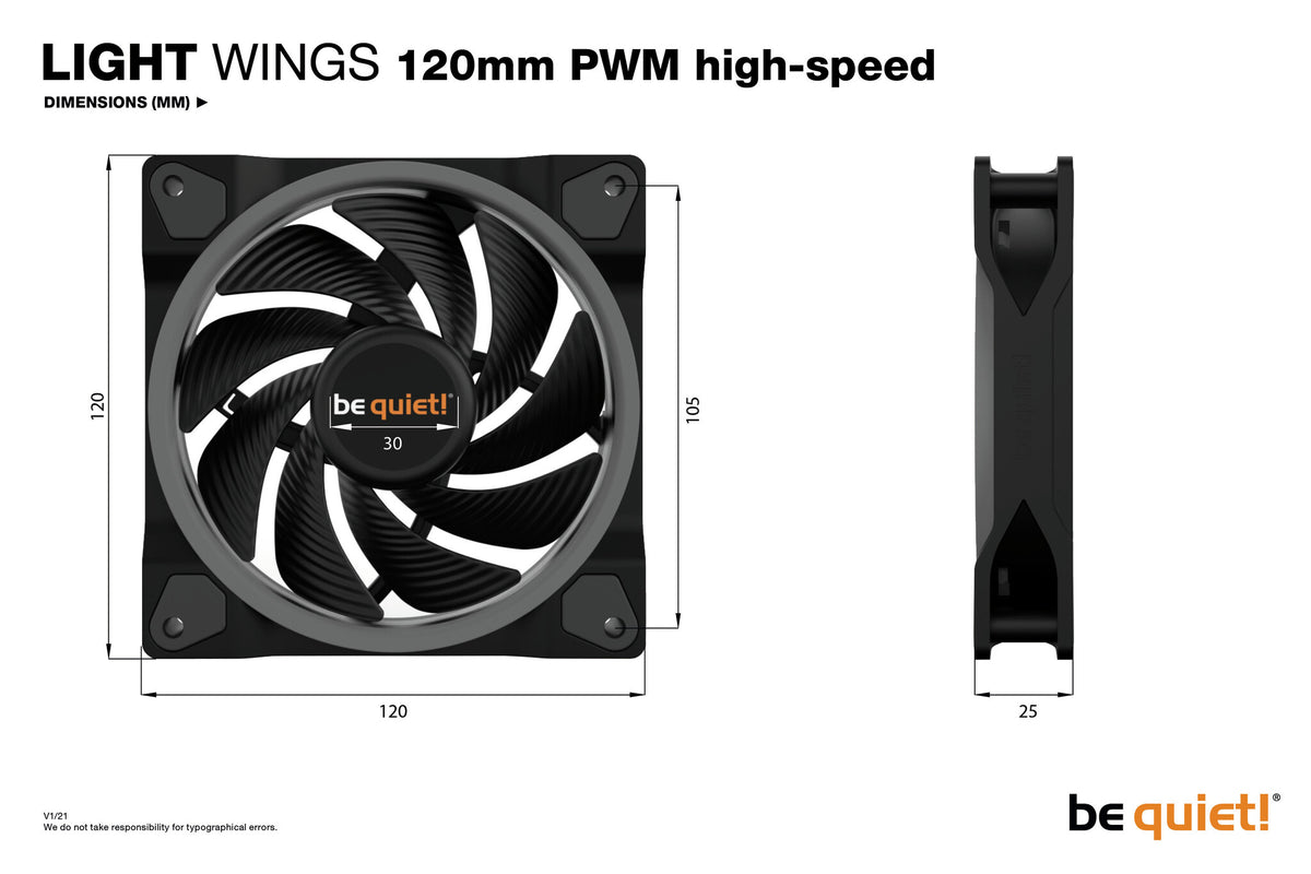 be quiet! Light Wings ARGB - PWM High Speed Case Fan in Black - 120mm (Pack of 3)