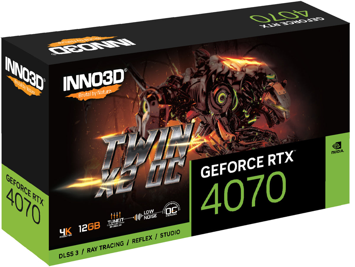 Inno3D TWIN X2 OC - NVIDIA 12 GB GDDR6X GeForce RTX 4070 graphics card