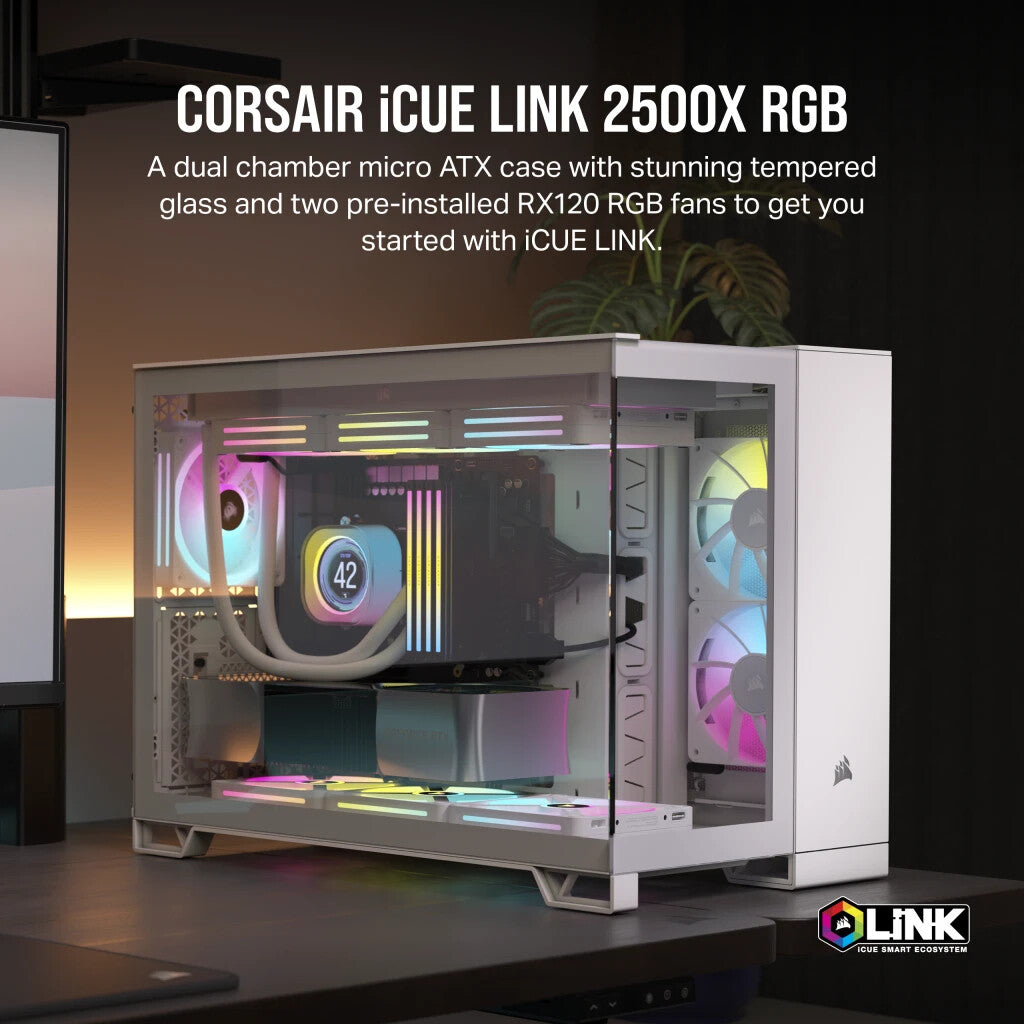 Corsair iCUE LINK 2500X RGB - Micro ATX Mid Tower Case in White