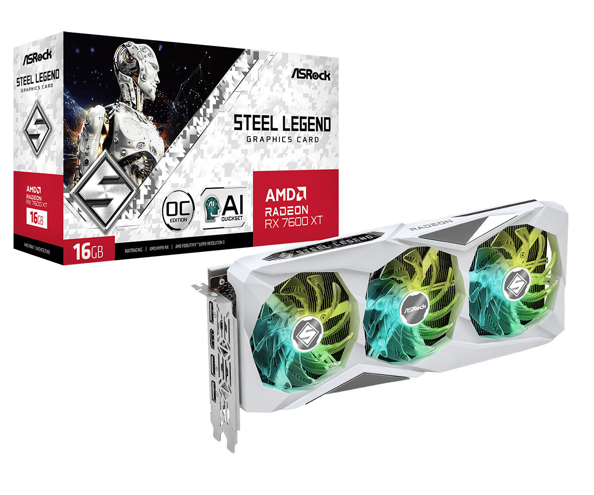 Asrock Steel Legend - AMD 16 GB GDDR6 Radeon RX 7600 XT graphics card
