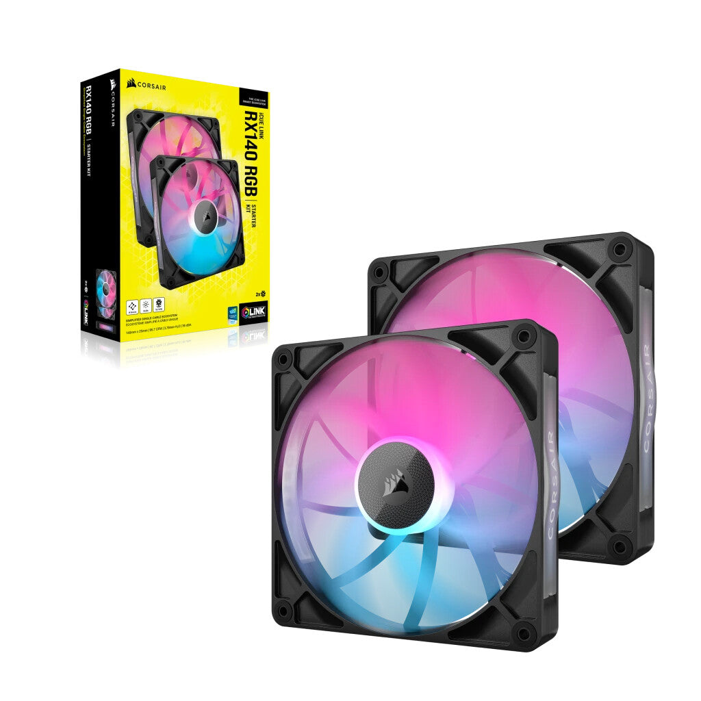 Corsair iCUE LINK RX140 RGB - Computer Case Fan in Black - 140mm (Pack of 2)