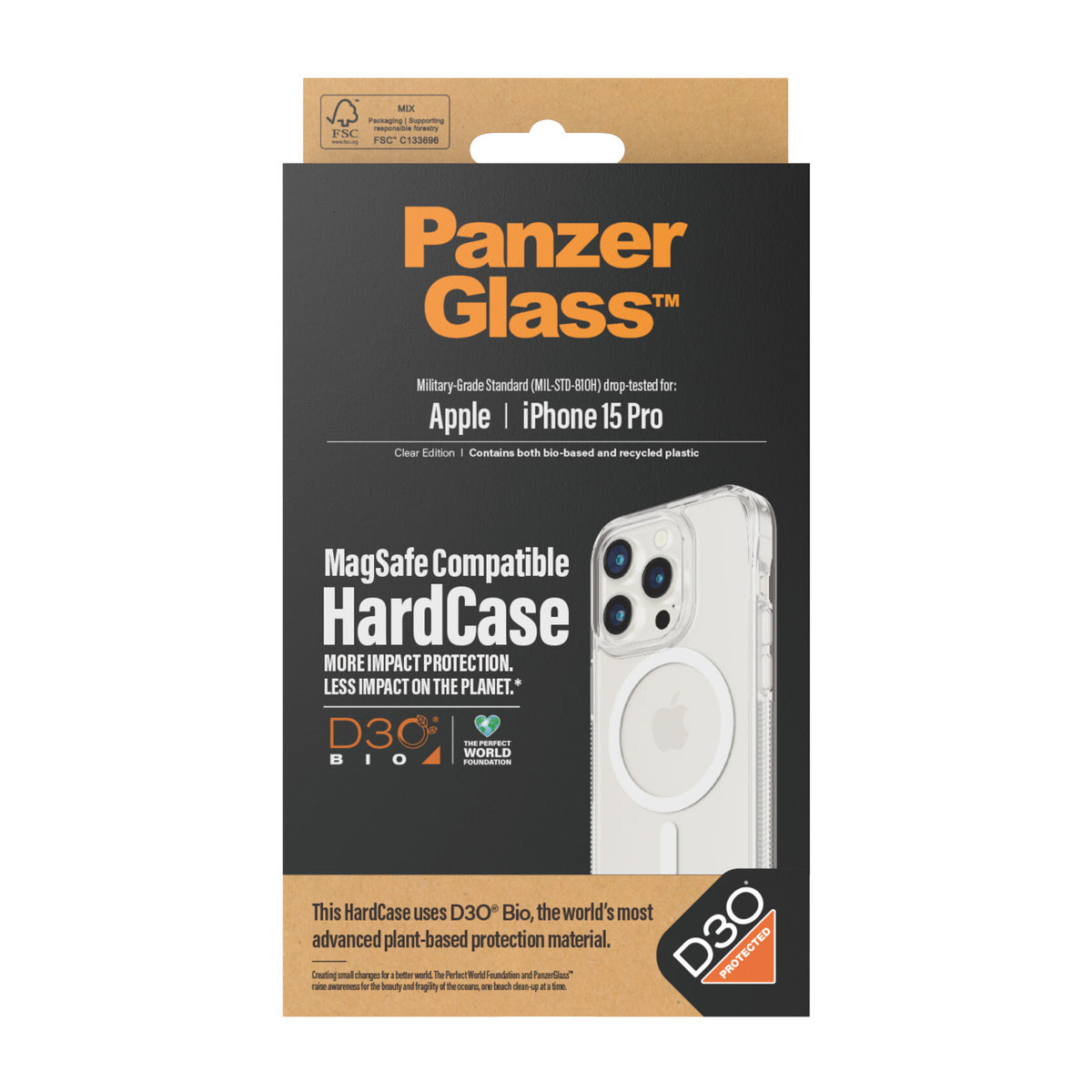 PanzerGlass ® HardCase MagSafe with D3O for iPhone 15 Pro in Transparent