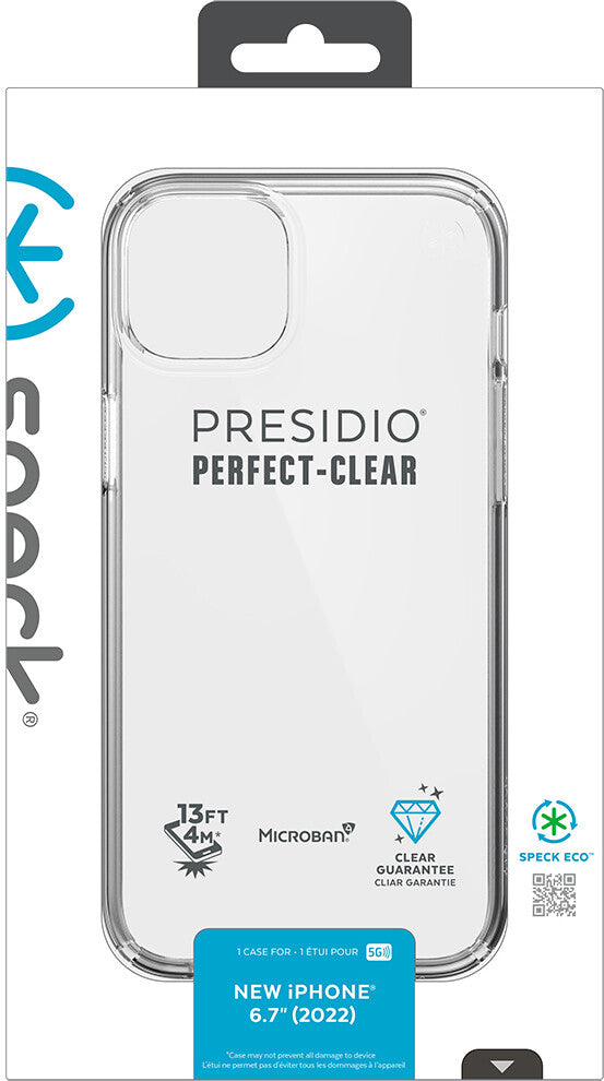 Speck Presidio Perfect Clear with Microban for iPhone 14 Plus in Transparent