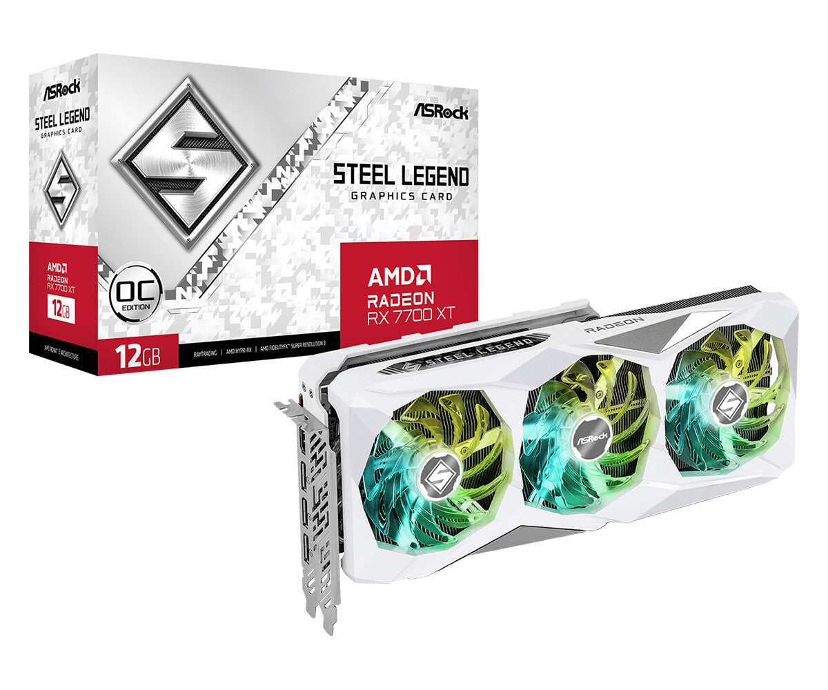 Asrock Steel Legend - AMD 12 GB GDDR6 Radeon RX 7700 XT graphics card