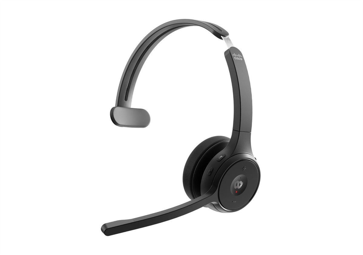 Cisco Headset 721, Wireless Single On-Ear Bluetooth Headphones, Webex Button, USB-A HD Bluetooth Adapter, Soft Case, Carbon Black, 1-Year Limited Liability Warranty (HS-WL-721-BUNA-C)