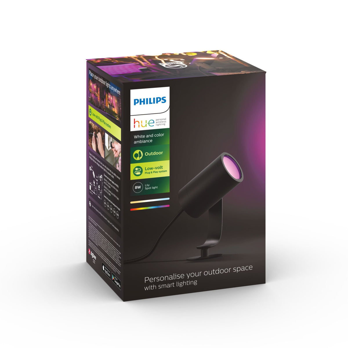 Philips Hue Lily Outdoor spot light Extension Kit in Black - White and colour ambience (Pack of 1)