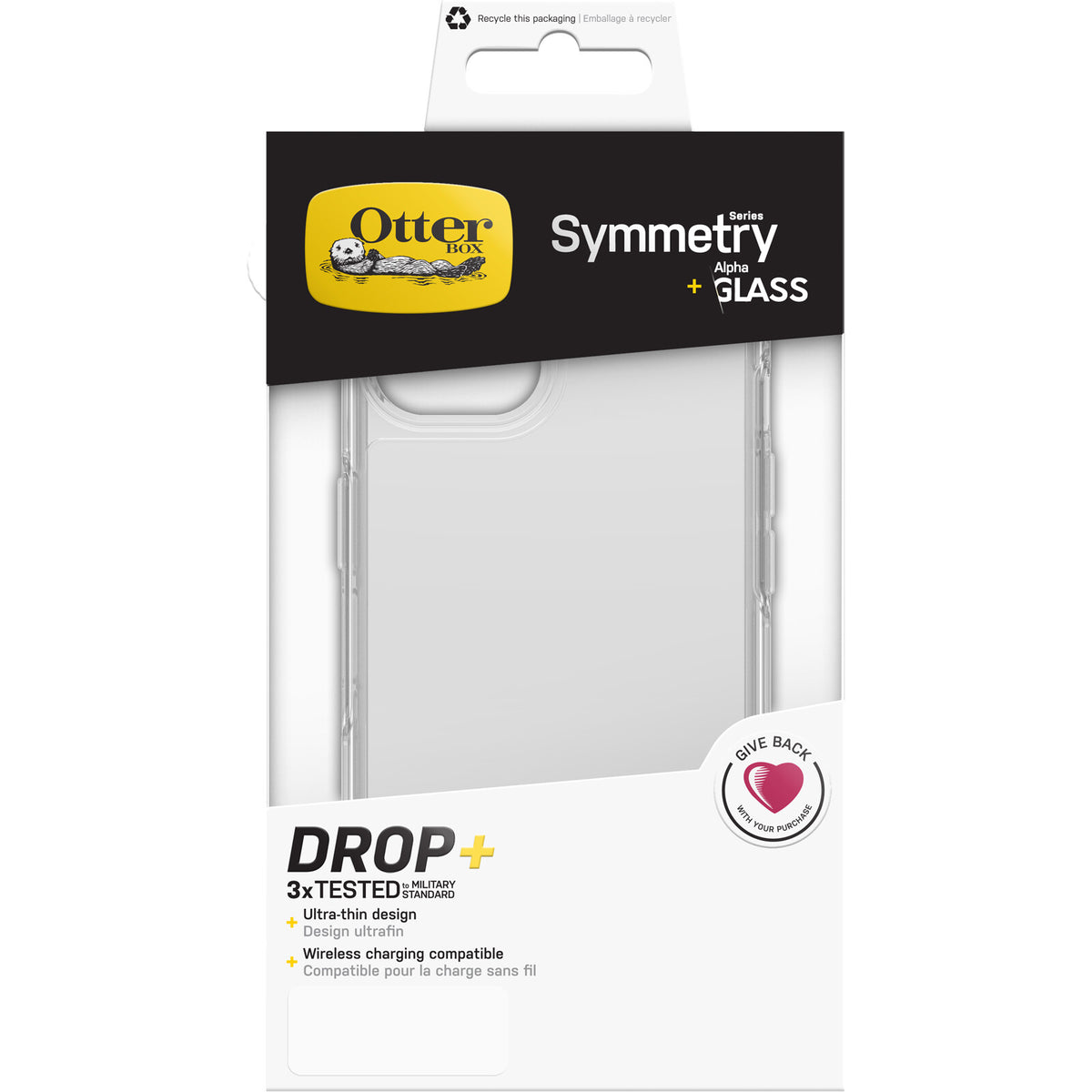 OtterBox Symmetry Clear + Alpha Glass Anti-Microbial Series for Apple iPhone 13 in Transparent