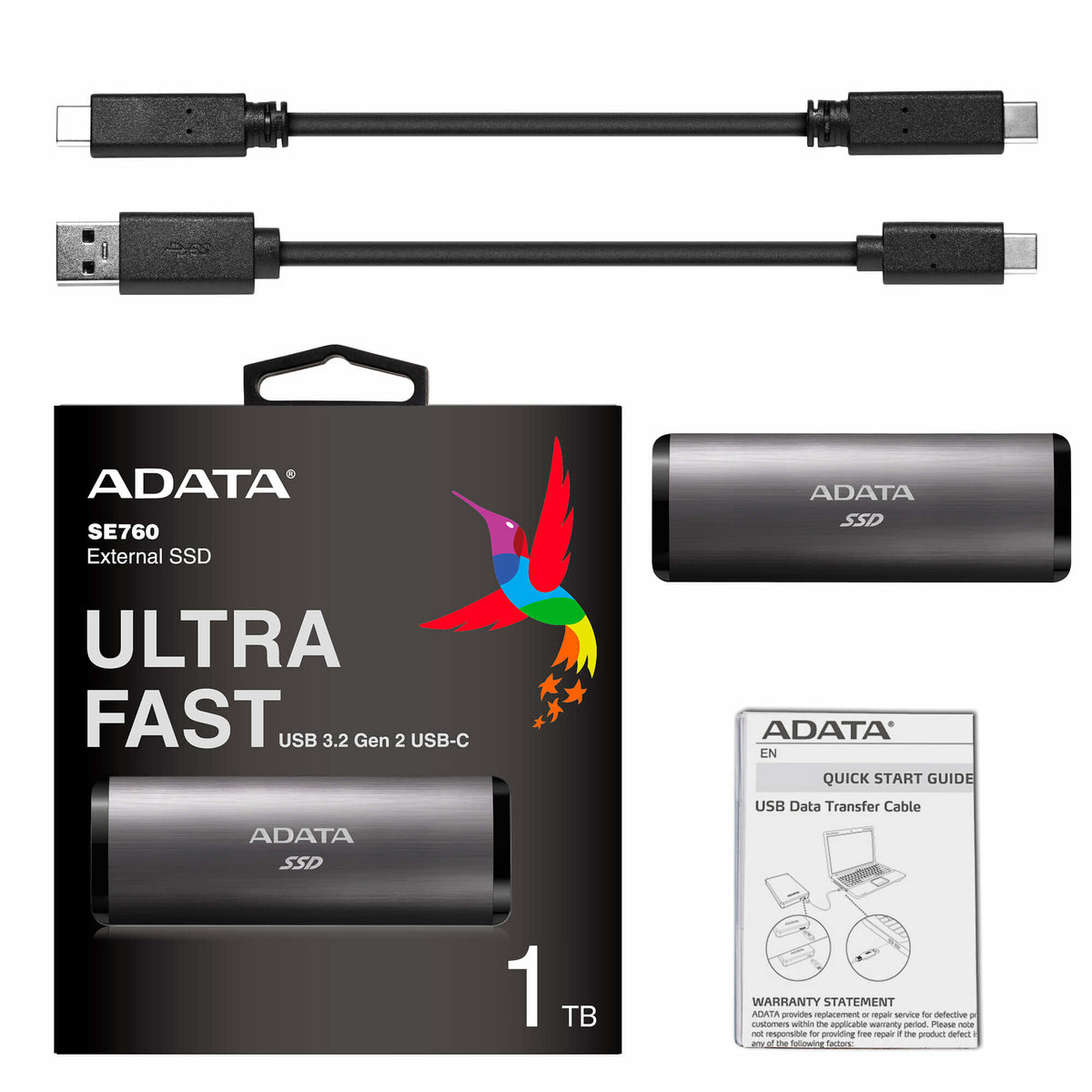 ADATA SE760 - USB Type-C External SSD in Titanium - 256 GB