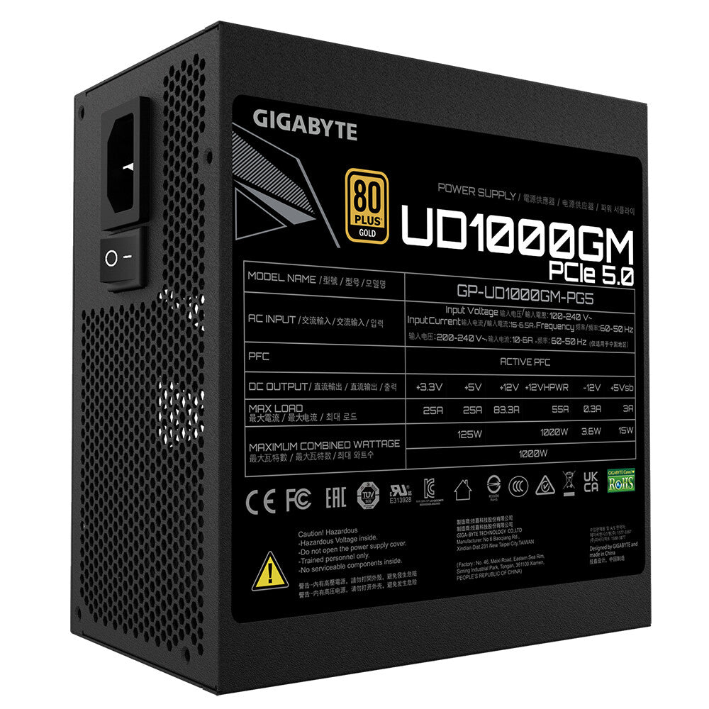 Gigabyte UD1000GM PG5 - 1000W 80+ Gold Fully Modular Power Supply Unit