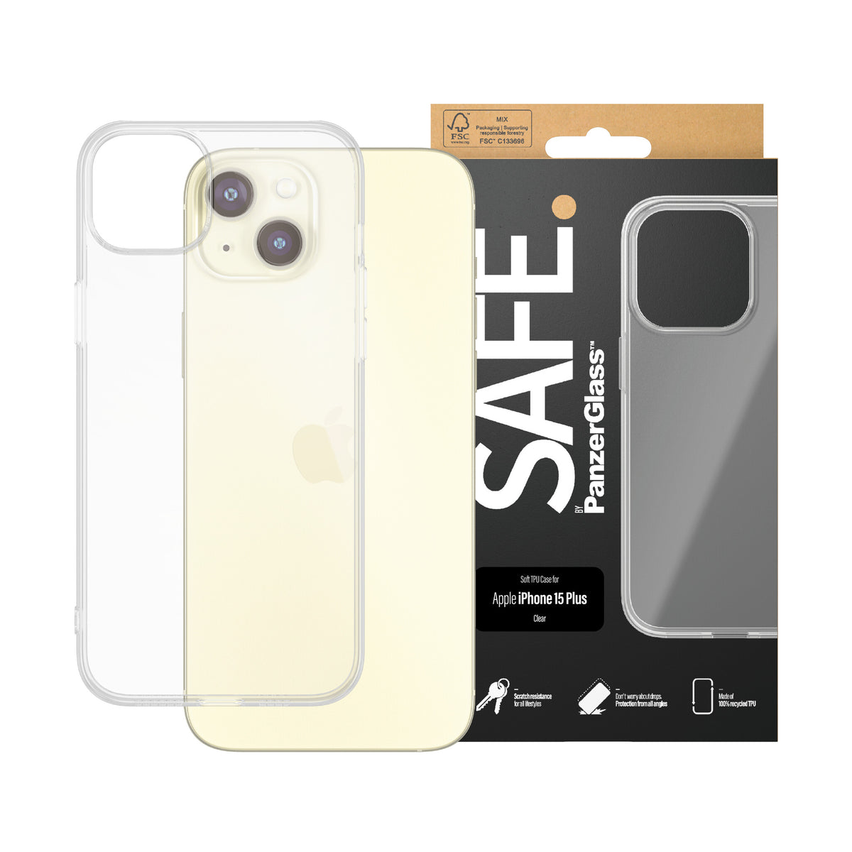 PanzerGlass SAFE. mobile phone case for iPhone 15 Plus in Transparent