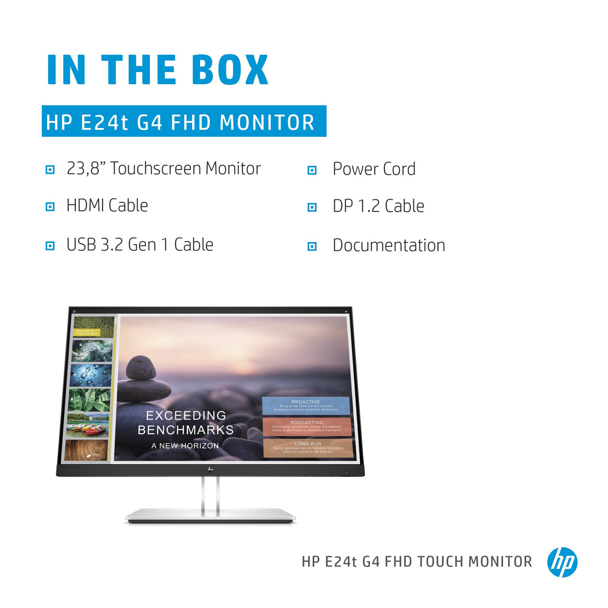 HP E-Series E24t G4 - 60.5 cm (23.8&quot;) 1920 x 1080p Full HD LCD Touchscreen Monitor