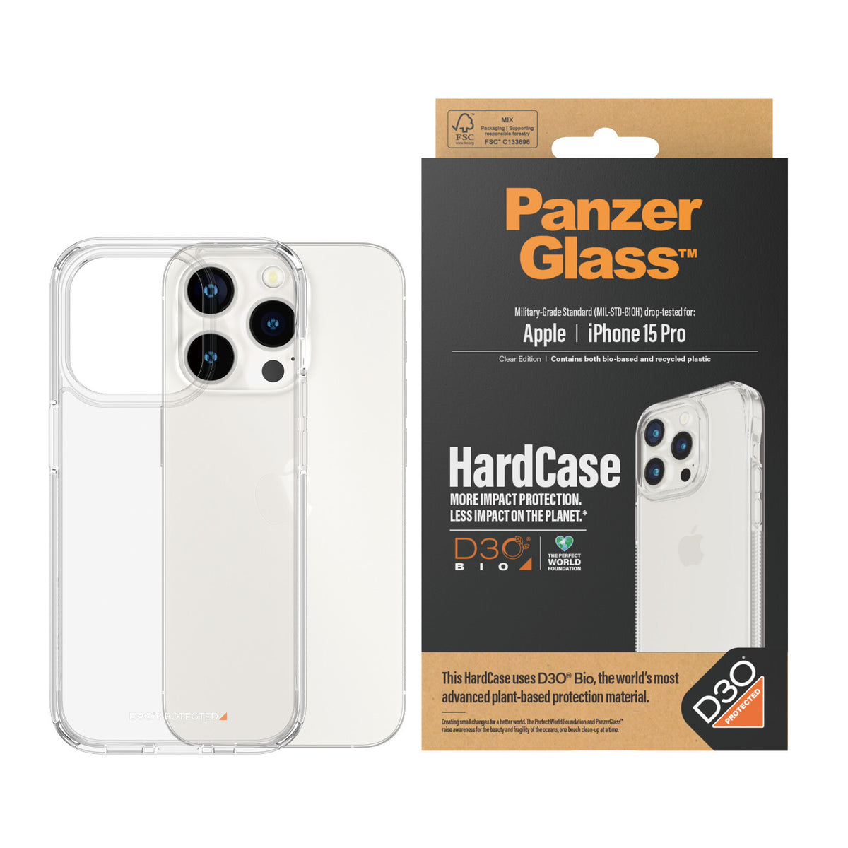 PanzerGlass ® HardCase with D3O for iPhone 15 Pro in Transparent